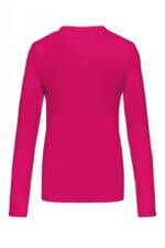 K382 Dames T-shirt V-hals Lange Mouwen Fuchsia
