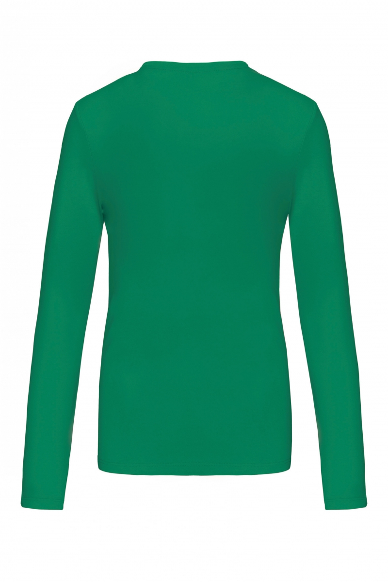 K382 Dames T-shirt V-hals Lange Mouwen Kelly Green