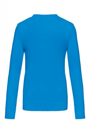 K382 Dames T-shirt V-hals Lange Mouwen Light Royal Blue