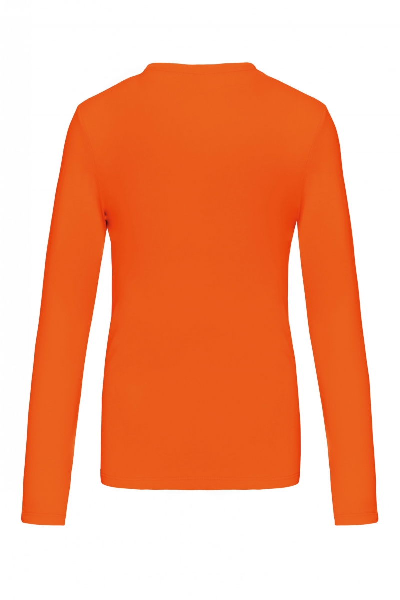 K382 Dames T-shirt V-hals Lange Mouwen Oranje