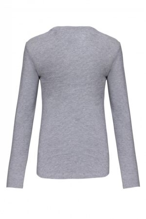 K382 Dames T-shirt V-hals Lange Mouwen Oxford Grey