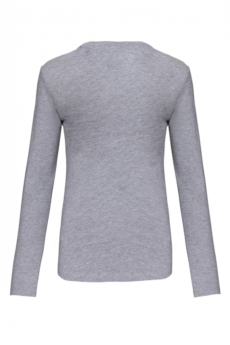 K382 Dames T-shirt V-hals Lange Mouwen Oxford Grey