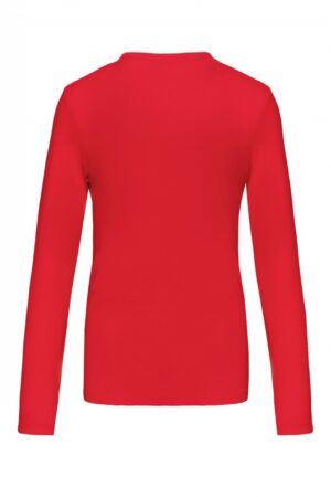 K382 Dames T-shirt V-hals Lange Mouwen Rood