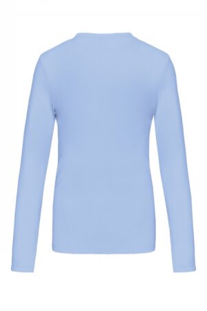 K382 Dames T-shirt V-hals Lange Mouwen Sky Blue