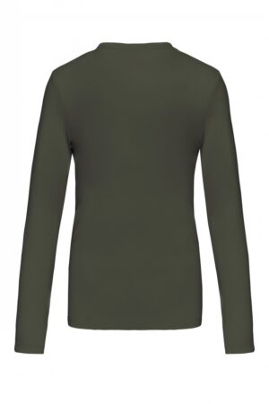 K383 Dames T-shirt Ronde Hals Lange Mouwen Dark Khaki