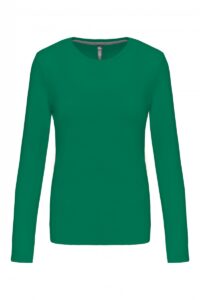 K383 Dames T-shirt Ronde Hals Lange Mouwen Kelly Green