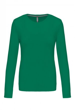 K383 Dames T-shirt Ronde Hals Lange Mouwen Kelly Green