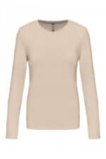 K383 Dames T-shirt Ronde Hals Lange Mouwen Light Sand