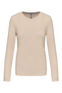 K383 Dames T-shirt Ronde Hals Lange Mouwen Light Sand