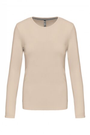 K383 Dames T-shirt Ronde Hals Lange Mouwen Light Sand