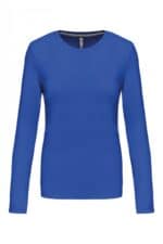 K383 Dames T-shirt Ronde Hals Lange Mouwen Light Royal Blue