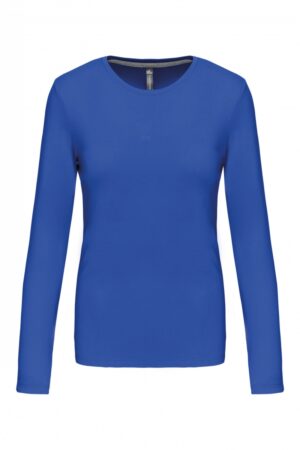 K383 Dames T-shirt Ronde Hals Lange Mouwen Light Royal Blue