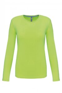 K383 Dames T-shirt Ronde Hals Lange Mouwen Lime