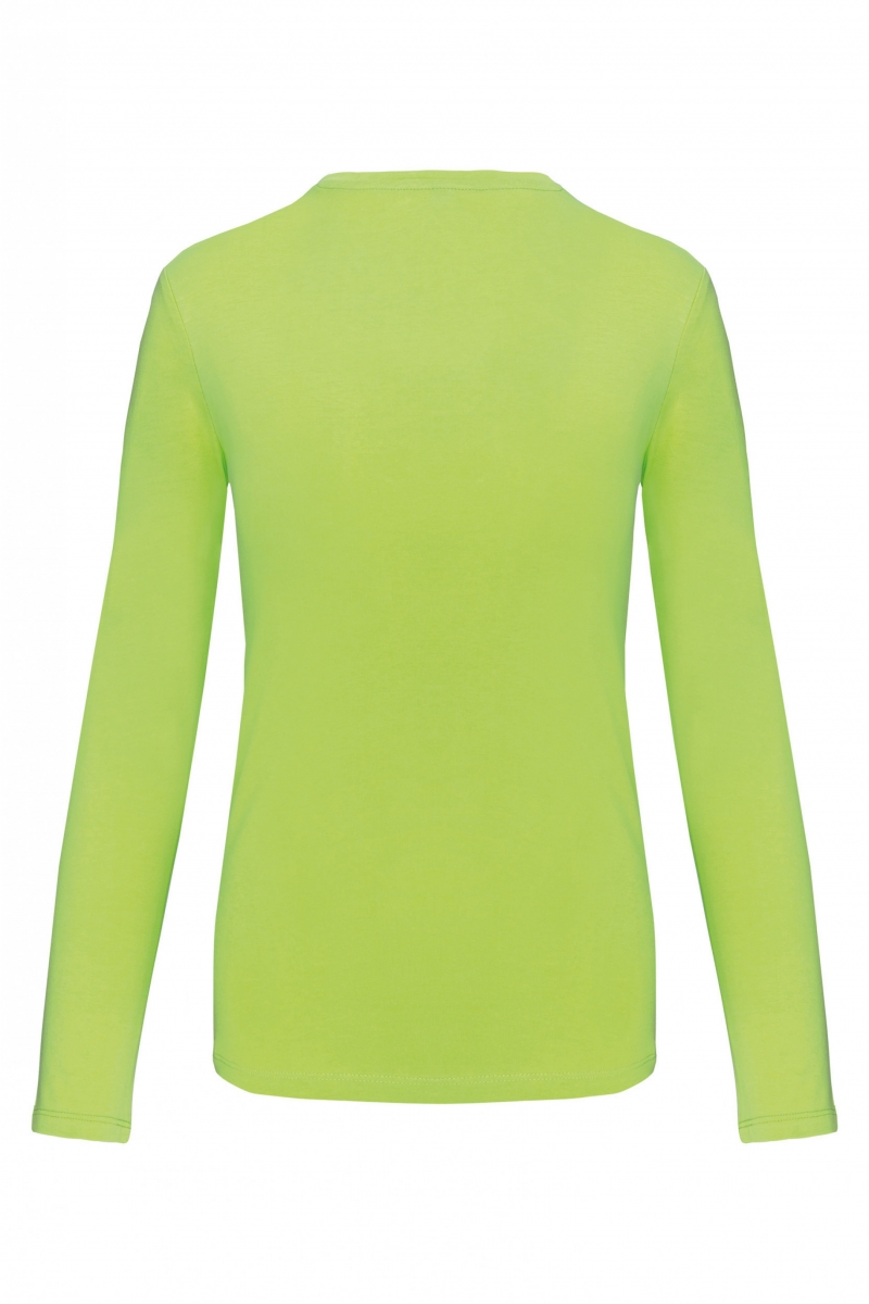 K383 Dames T-shirt Ronde Hals Lange Mouwen Lime