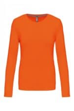 K383 Dames T-shirt Ronde Hals Lange Mouwen Oranje