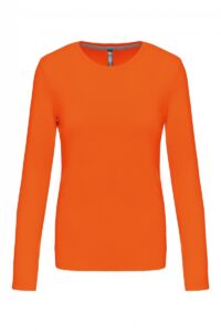 K383 Dames T-shirt Ronde Hals Lange Mouwen Oranje