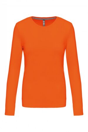 K383 Dames T-shirt Ronde Hals Lange Mouwen Oranje