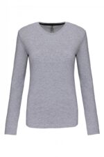 K383 Dames T-shirt Ronde Hals Lange Mouwen Oxford Grey