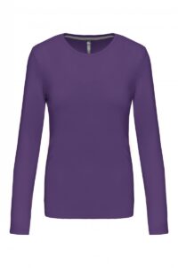 K383 Dames T-shirt Ronde Hals Lange Mouwen Purple