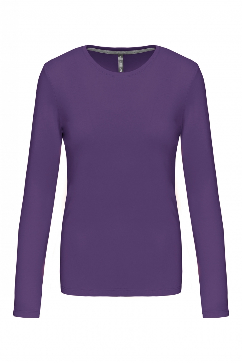 K383 Dames T-shirt Ronde Hals Lange Mouwen Purple