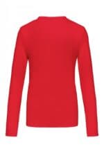 K383 Dames T-shirt Ronde Hals Lange Mouwen Rood