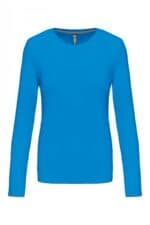 K383 Dames T-shirt Ronde Hals Lange Mouwen Tropical Blue