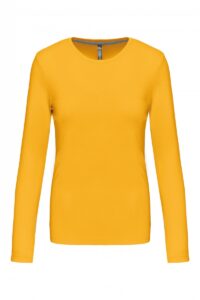 K383 Dames T-shirt Ronde Hals Lange Mouwen Yellow