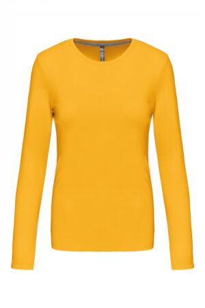 K383 Dames T-shirt Ronde Hals Lange Mouwen Yellow