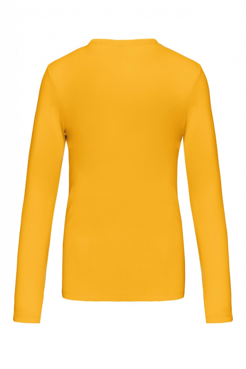 K383 Dames T-shirt Ronde Hals Lange Mouwen Yellow