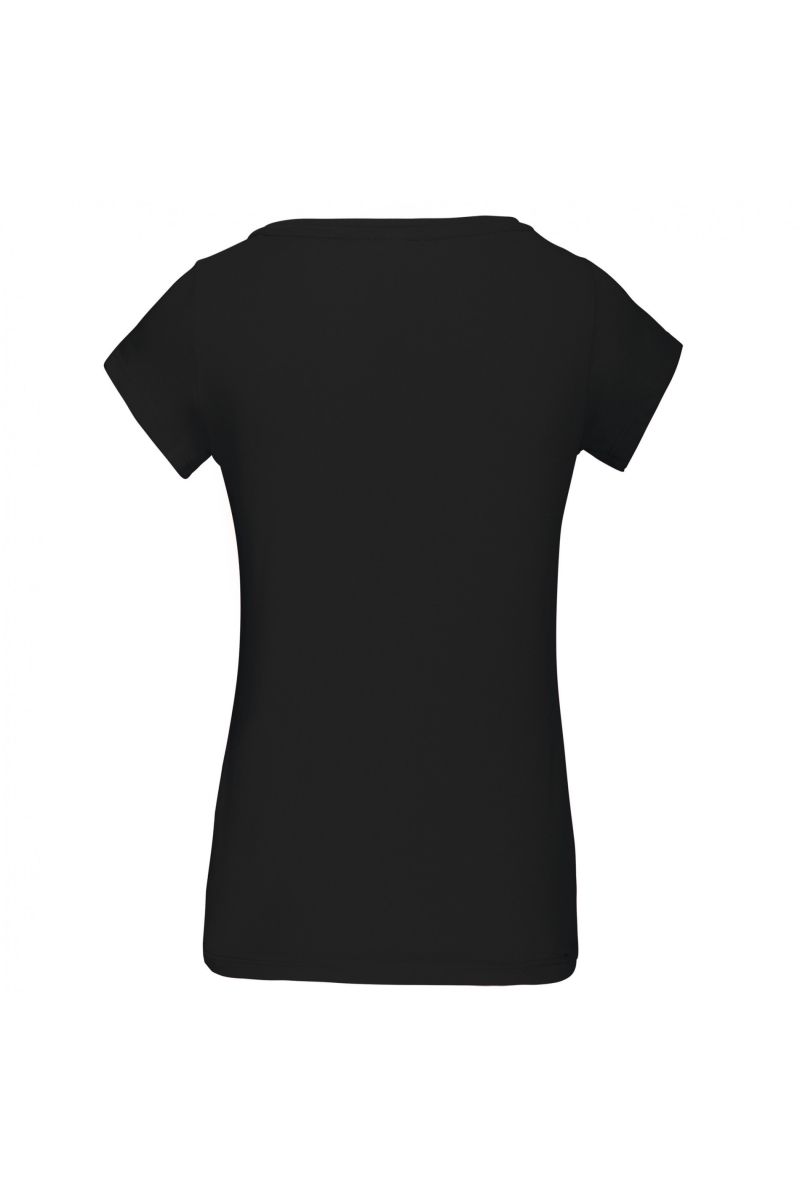 K384 Dames-t-shirt Korte Mouwen met Boothals Zwart