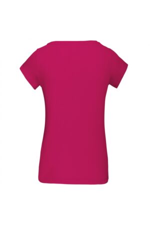 K384 Dames-t-shirt Korte Mouwen met Boothals Fuchsia