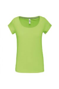 K384 Dames-t-shirt Korte Mouwen met Boothals Lime