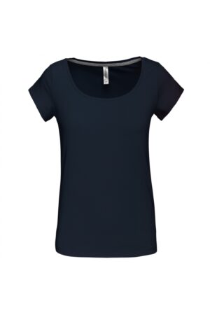 K384 Dames-t-shirt Korte Mouwen met Boothals Navy