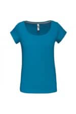 K384 Dames-t-shirt Korte Mouwen met Boothals Tropical Blue