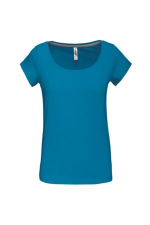 K384 Dames-t-shirt Korte Mouwen met Boothals Tropical Blue