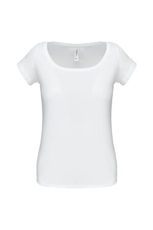 K384 Dames-t-shirt Korte Mouwen met Boothals Wit