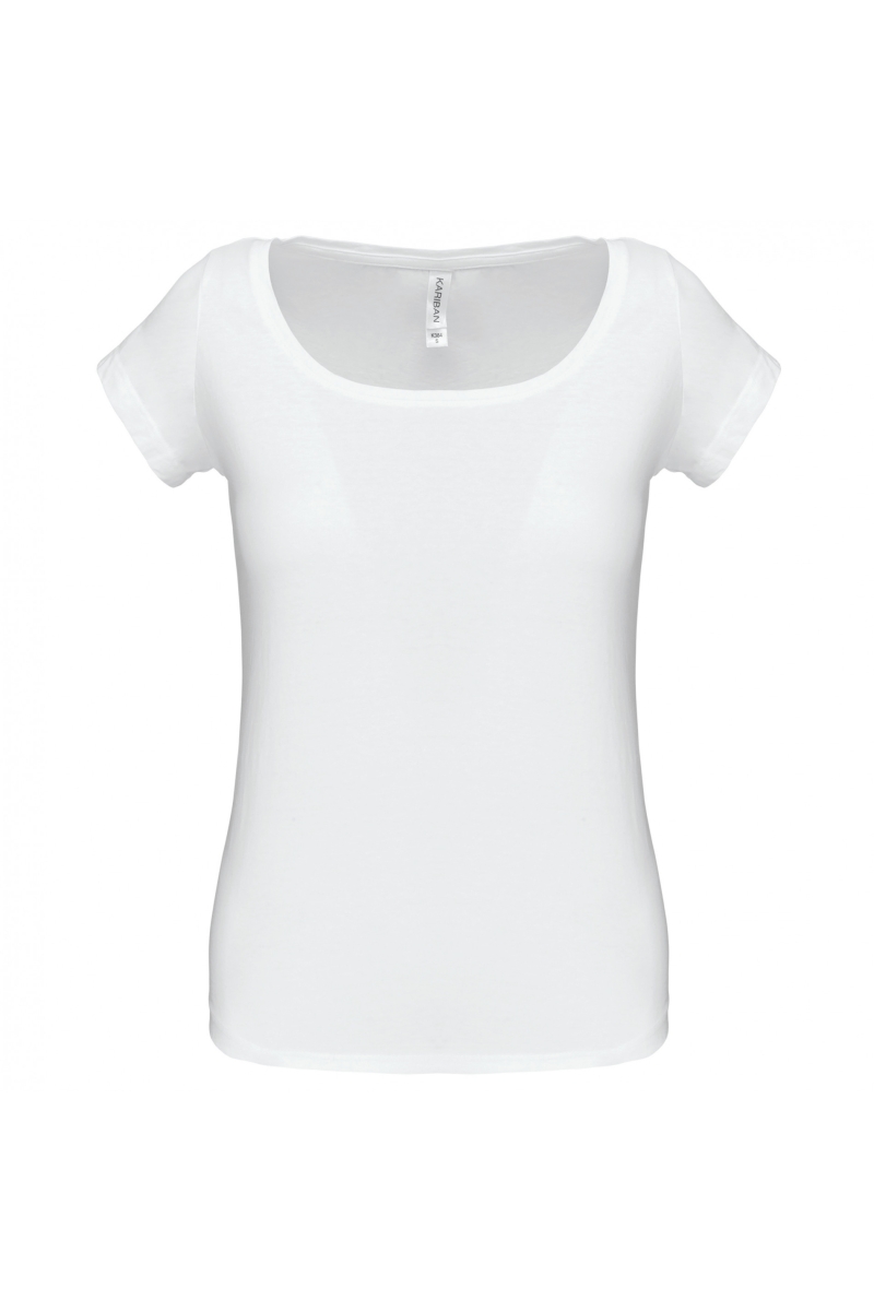 K384 Dames-t-shirt Korte Mouwen met Boothals Wit