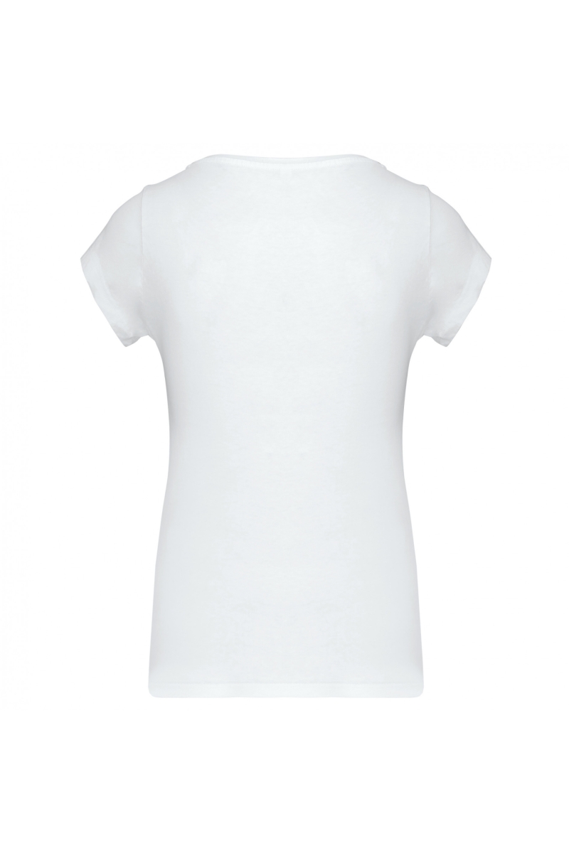 K384 Dames-t-shirt Korte Mouwen met Boothals Wit