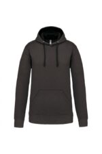 K446 Hooded Sweater met Gecontrasteerde Capuchon Dark Grey / Black
