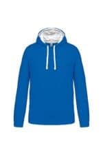 K446 Hooded Sweater met Gecontrasteerde Capuchon Light Royal Blue / White