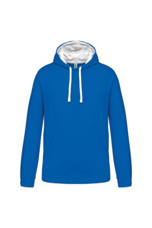 K446 Hooded Sweater met Gecontrasteerde Capuchon Light Royal Blue / White