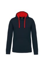 K446 Hooded Sweater met Gecontrasteerde Capuchon Navy / Red