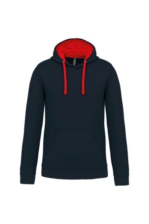 K446 Hooded Sweater met Gecontrasteerde Capuchon Navy / Red