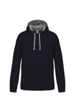 K446 Hooded Sweater met Gecontrasteerde Capuchon Navy / Fine Grey