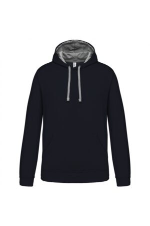 K446 Hooded Sweater met Gecontrasteerde Capuchon Navy / Fine Grey