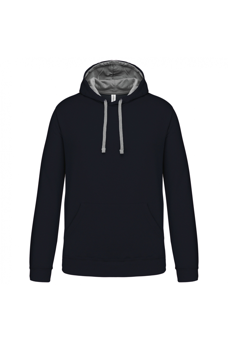 K446 Hooded Sweater met Gecontrasteerde Capuchon Navy / Fine Grey