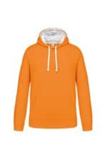 K446 Hooded Sweater met Gecontrasteerde Capuchon Orange / White