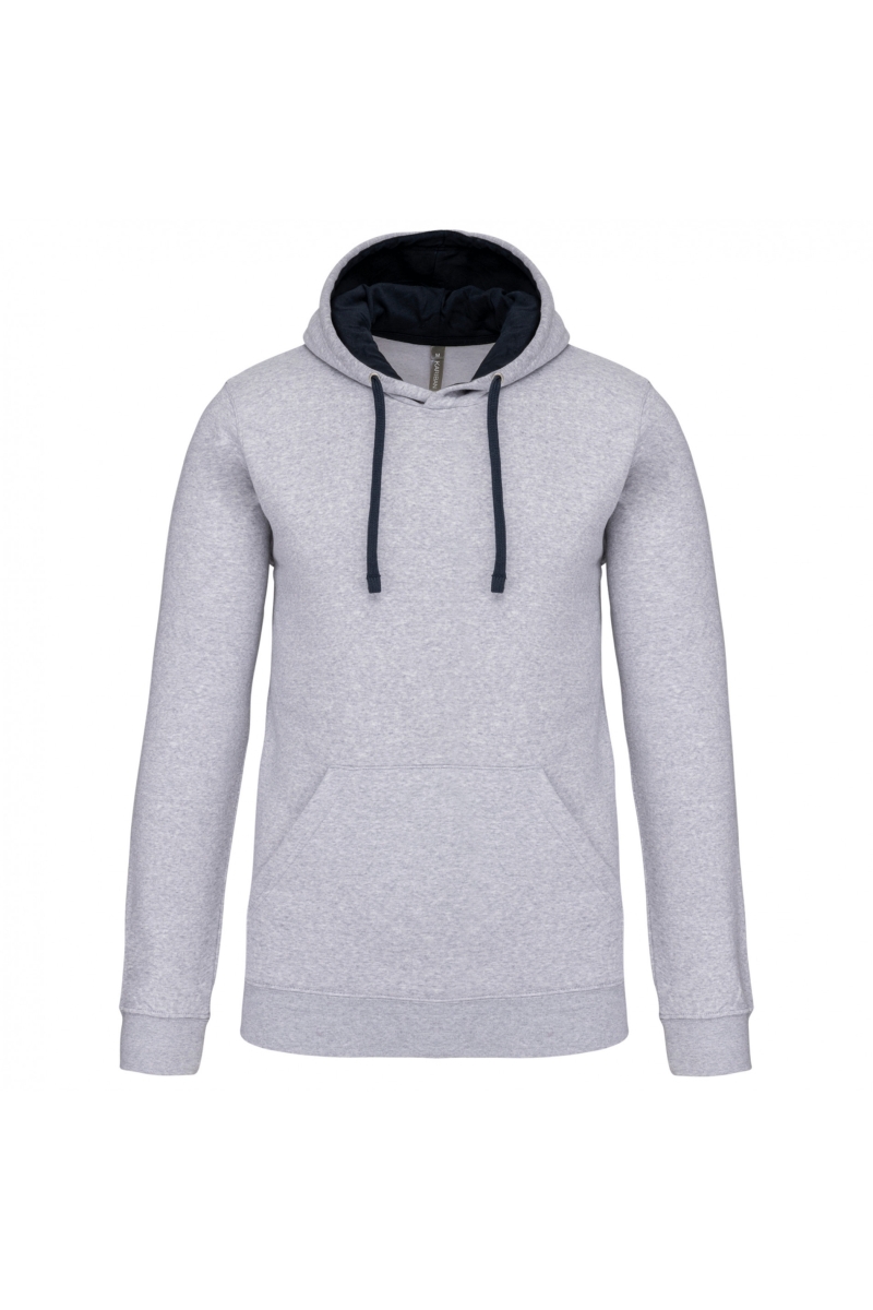 K446 Hooded Sweater met Gecontrasteerde Capuchon Oxford Grey / Navy