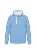 K446 Hooded Sweater met Gecontrasteerde Capuchon Sky Blue / White
