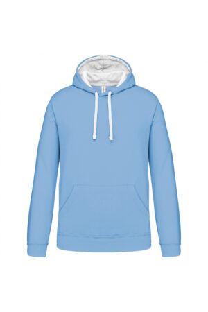 K446 Hooded Sweater met Gecontrasteerde Capuchon Sky Blue / White